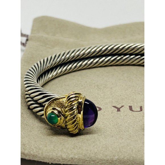 David Yurman Renaissance Double Cable Cabochon Amethyst & Green Onyx 14k 18K 925 - Picture 3 of 12